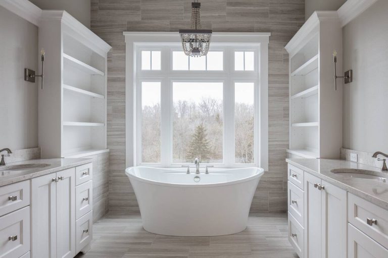 Beautiful soaker tub by KRM custom homes.